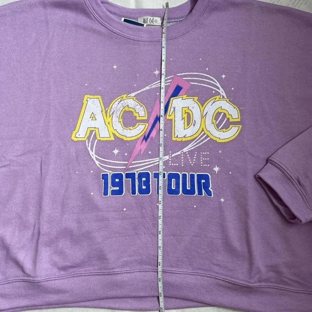 NWT AC/DC Graphic Print Crew Neck Purple Sweatshirt Size L Grunge Rock - Picture 5 of 9